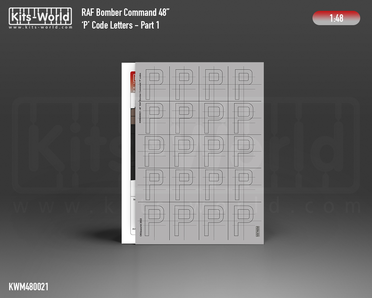 Kitsworld Kitsworld 1:48 Paint Masks RAF Codes 'P' KWM1480021 RAF 48 inch A-Z Bomber Command codes 1:48th scale~ 